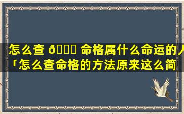 怎么查 🍀 命格属什么命运的人「怎么查命格的方法原来这么简 🐎 单就看出来了」